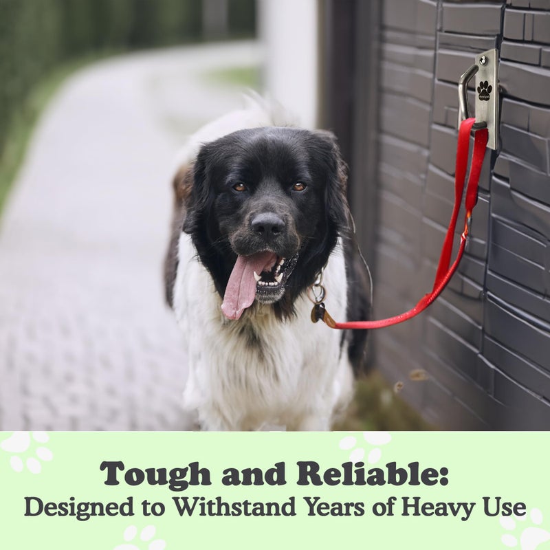 Doghook Canine Hitch- Secure Dog Leash Parking Mounted Indoor â€“ Outdoor Wall Hook - Tie Out Stainless Steel Practical Lead Management for Home & Business, Slim Compact - Image 4